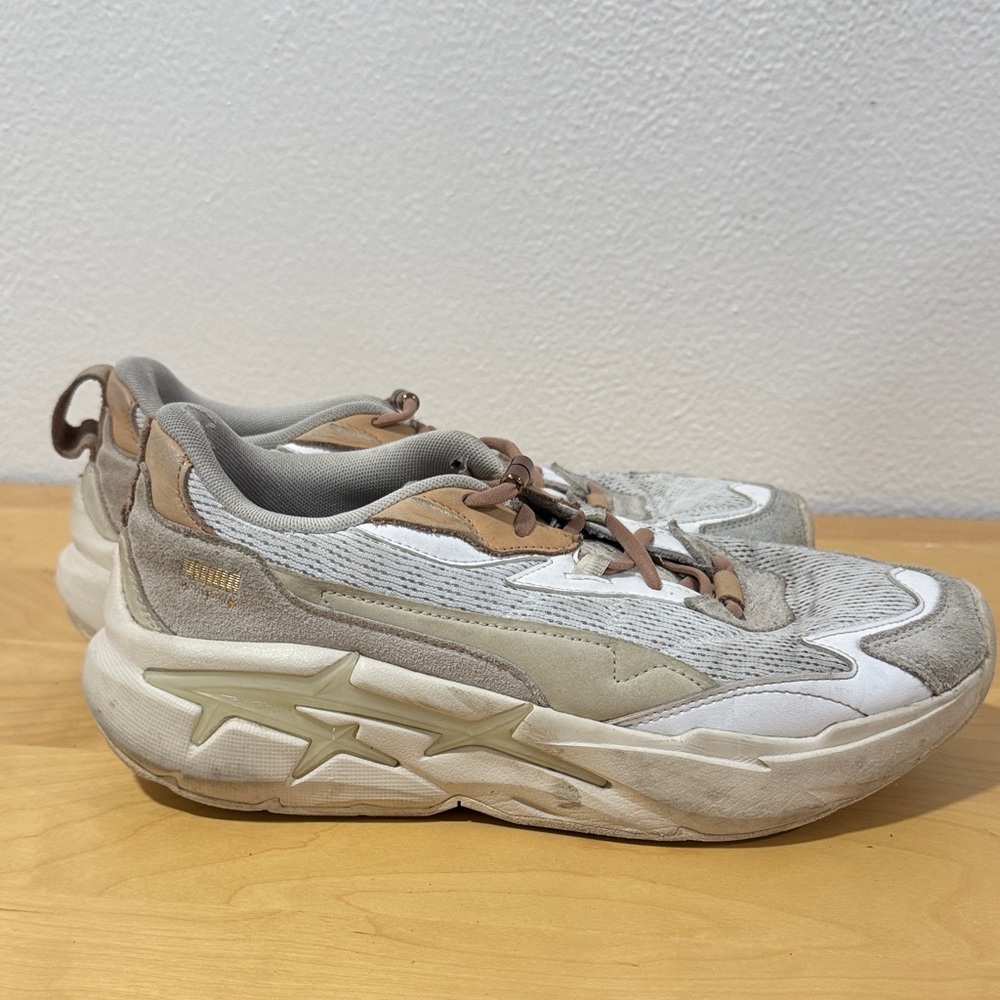Puma Gray, Tan, Cream Chunky Tennies Shoes